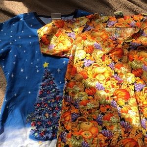 Thanksgiving & Christmas Scrub Tops